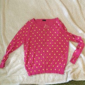 Zenobia pink and yellow polka dot cardigan